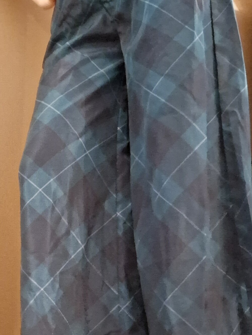 Maeve Plaid Straight-Leg Pants in Teal and Navy